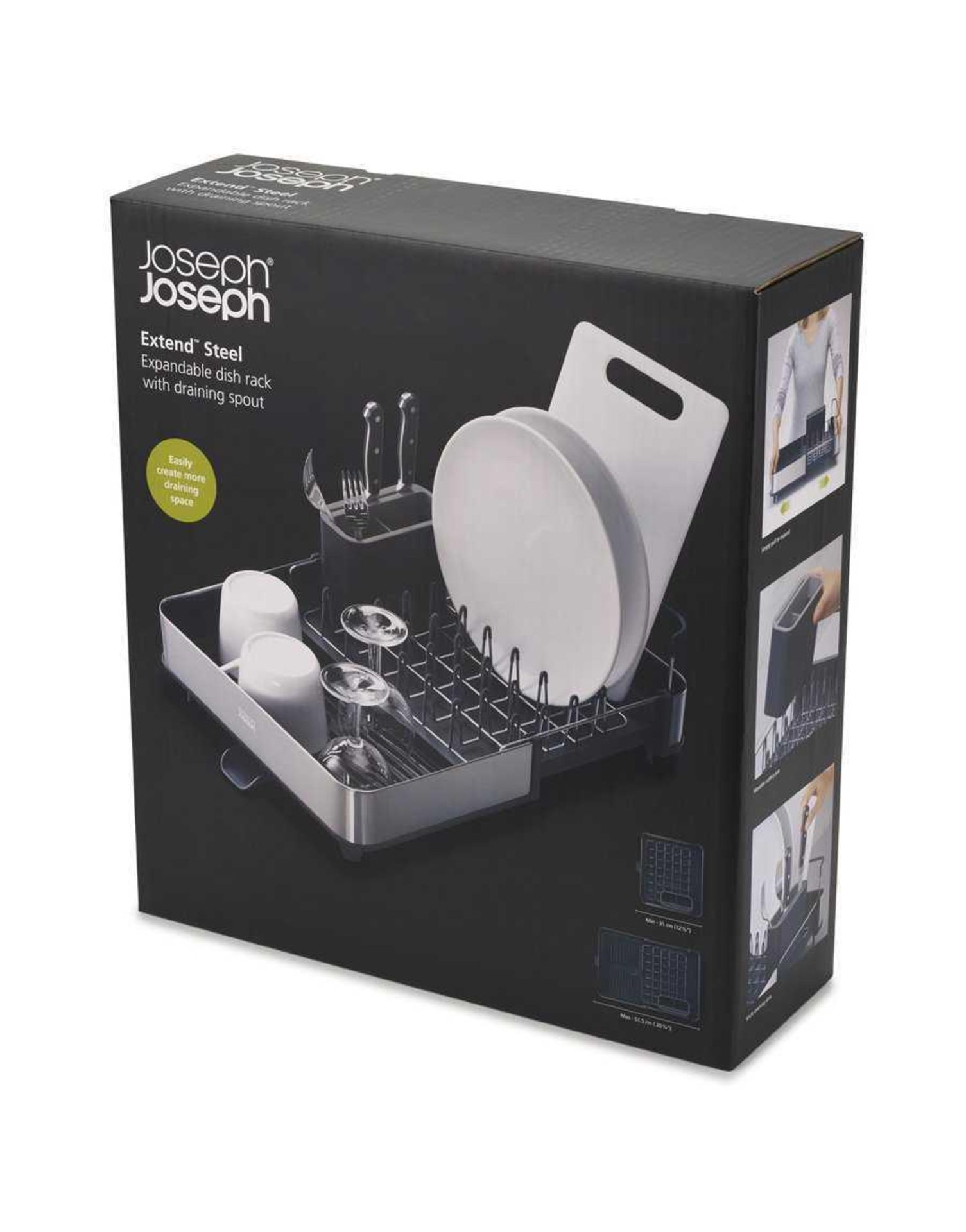 Rrp £70 Boxed Joseph Joseph Extend Steel Expandable Dish Rack With Draining Spput