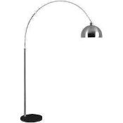 Rrp £75 Lot To Contain 2 Boxed Minisun Curva Satin Nickel Giant Floor Lamp (Bases Only)