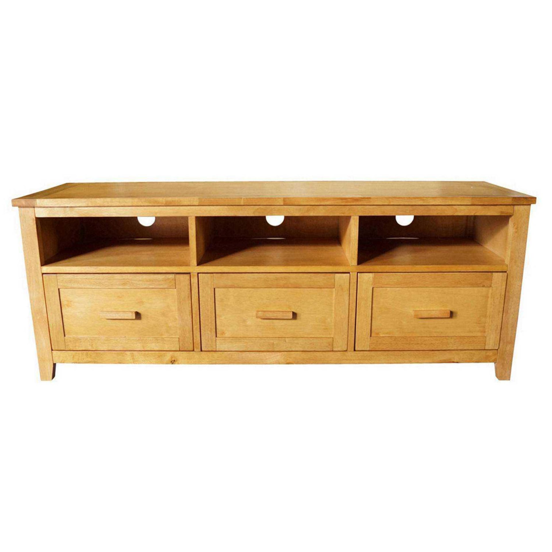 Rrp £780 Brand New Boxed Fenton 3 Drawer Oak Effect Tv Unit