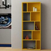 Rrp £140 Boxed Zipcode Design Onda Mustard Bookcase