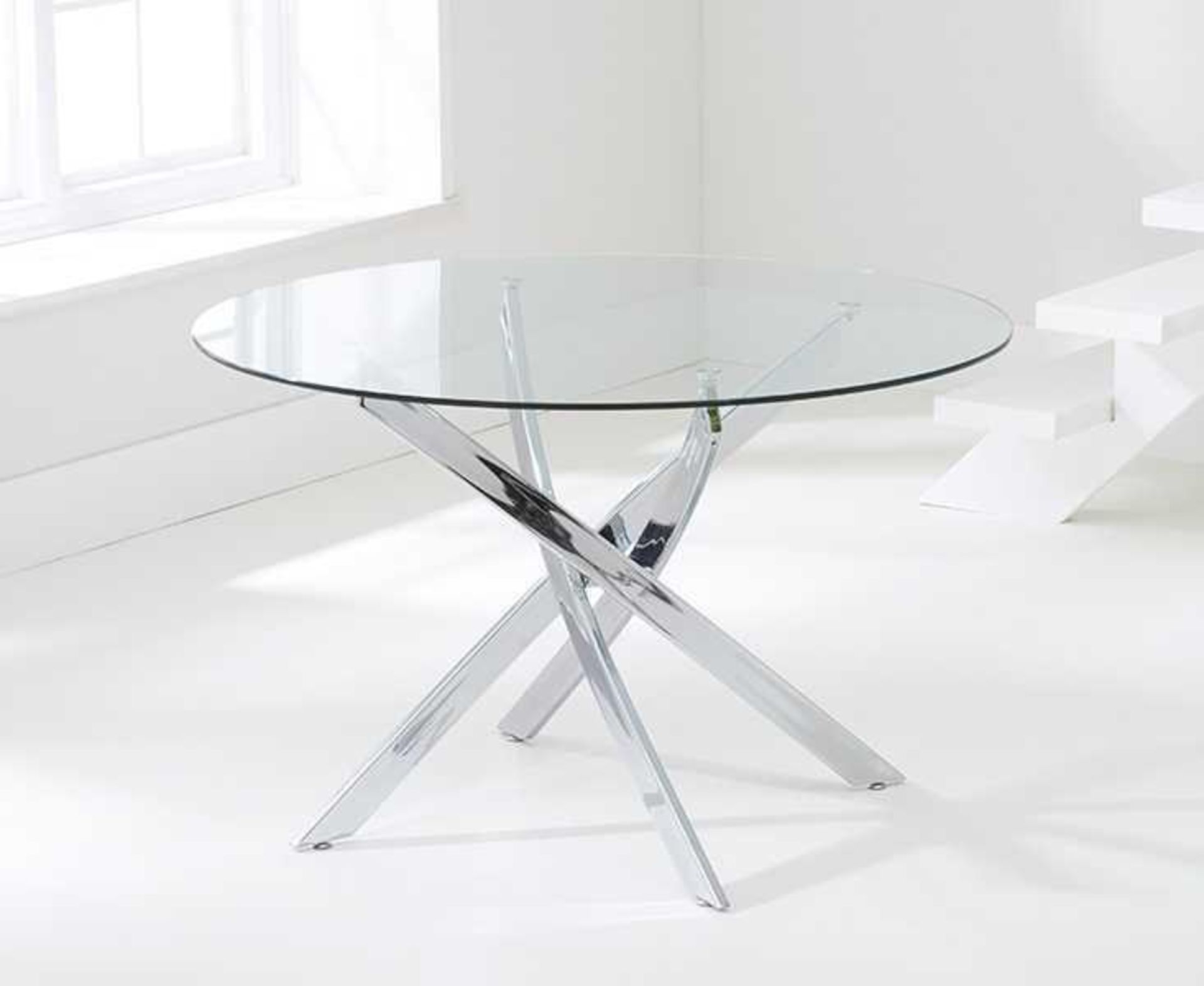 Rrp £300 Boxed Daytona 110X76Cm Clear Glass And Chromed Glass Dining Table