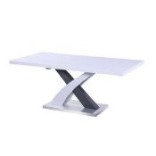Rrp £650 Boxed Axara White And Grey High Gloss (180X220)X90X76Cm Dining Table