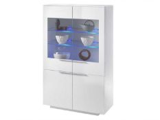 Rrp £350 Boxed Canberra Vitrine White High Gloss Glass Display Unit