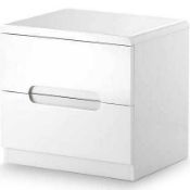 Rrp £100 Boxed Manhattan 2 Drawer Bedside Table In White