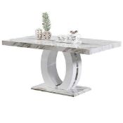 Rrp £450 When Complete. Boxed Magnesia 95X53X11Cm Rectangular Grey Gloss/Marble Effect Dining Table