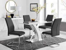 Rrp £250 Boxed Atlanta White High Gloss And Chrome Metal Dining Table