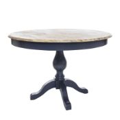 Rrp £300 Boxed Natural Navy Blue Pedestal Dining Table