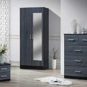Rrp £50 Boxed Summer 2 Drawer Black And Grey Night Stand