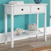 Rrp £100 Boxed Clairview 2 Drawer Console Table