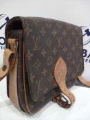 Rrp £1200 Louis Vuitton Cartouchiere Mm Brown Coated Monogram Canvas Vachetta Golden Brass Shoulder