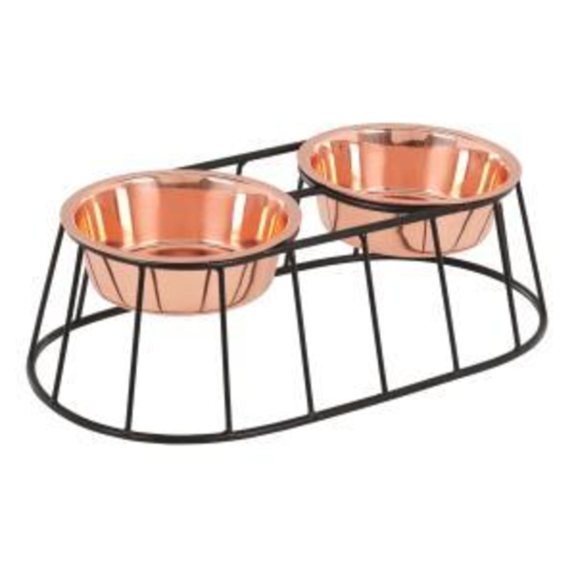 Rrp £55 Boxed Rex Large Double Pet Bowl Stand, Copper