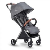 Rrp £300 Unboxed Silver Cross Jet Special Edition Stroller In Grey With Brown Leather Handles