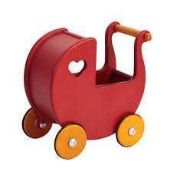 Rrp £65 Boxed Moover Danish Design Solid Wooden Dolls Pram