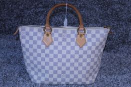 RRP £2,200 Louis Vuitton Saleya Handbag, Size PM, Ivory Damier Azur Coated Canvas, 37x24x14cm, (