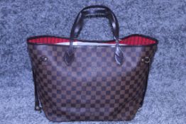 RRP £1300 Louis Vuitton Neverfull Shoulder Bag In Brown Coated Canvas With Vachetta Handles (
