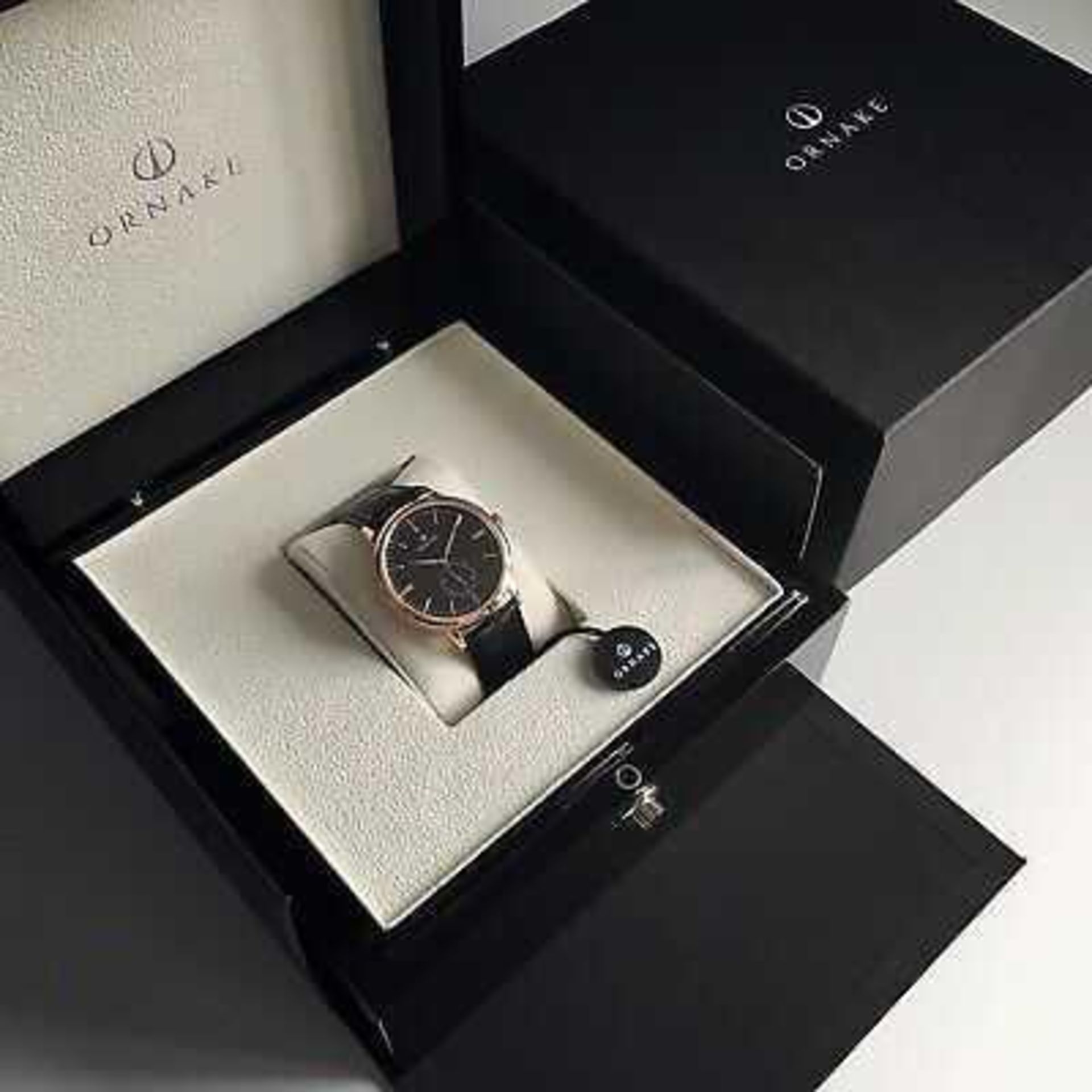 RRP £300. Boxed Ornake Miyota movement luxury timepiece gold and white watch (upmarket large present - Image 4 of 5