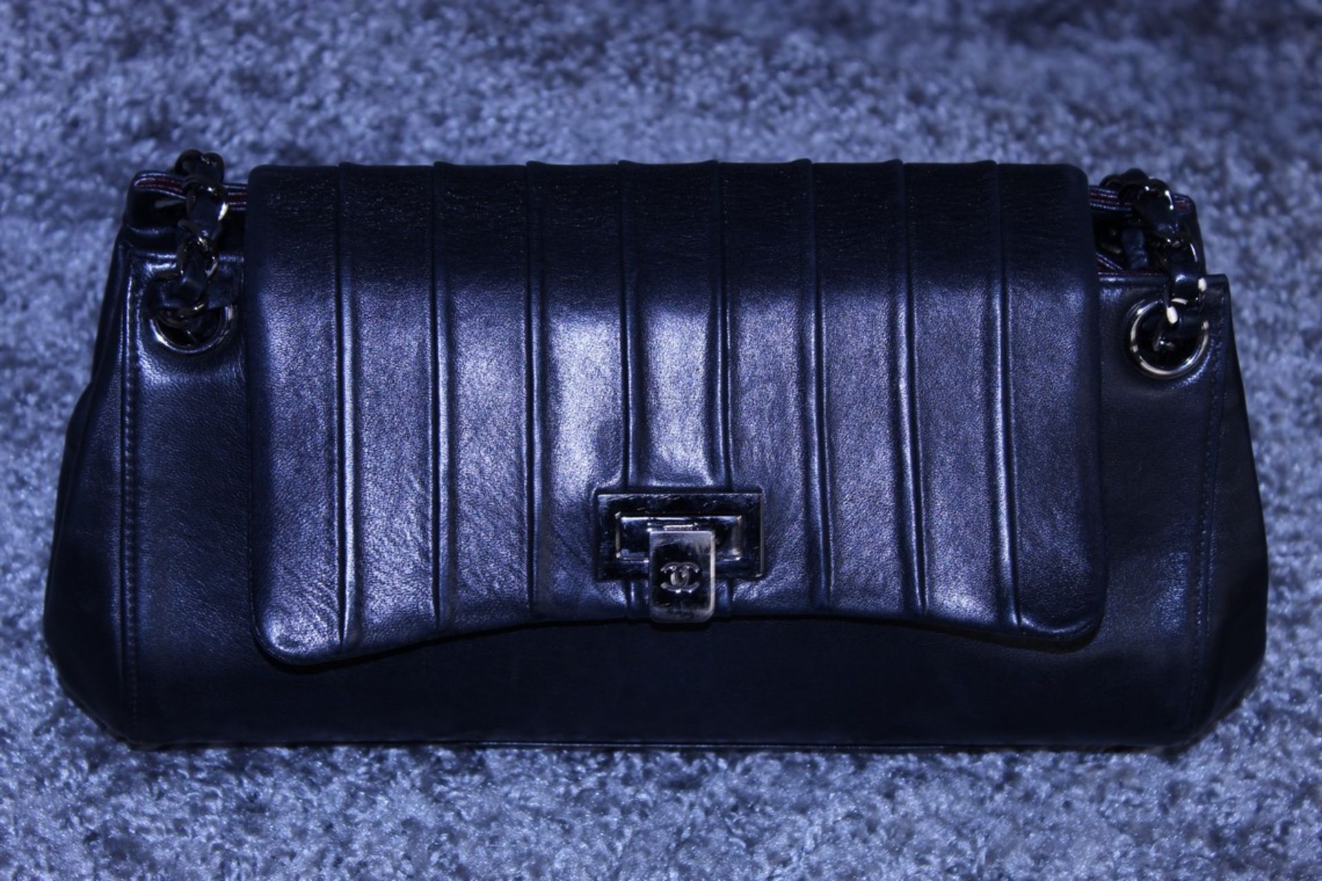 RRP £2,700 Chanel Black Rectangular Shoulder Bag, Calf Leather, Chain Interlaced With Black Leather,