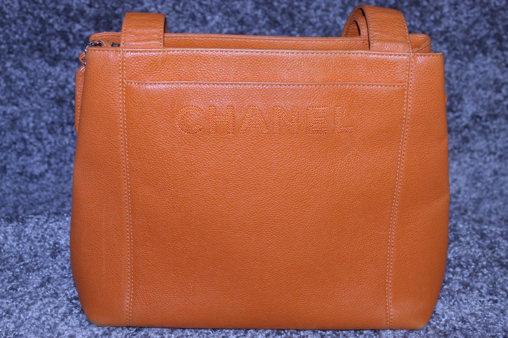 RRP £3,500 Chanel Orange Calf Leather Handbag, Caviar Leather, Orange Leather Straps, 29X25X12Cm (