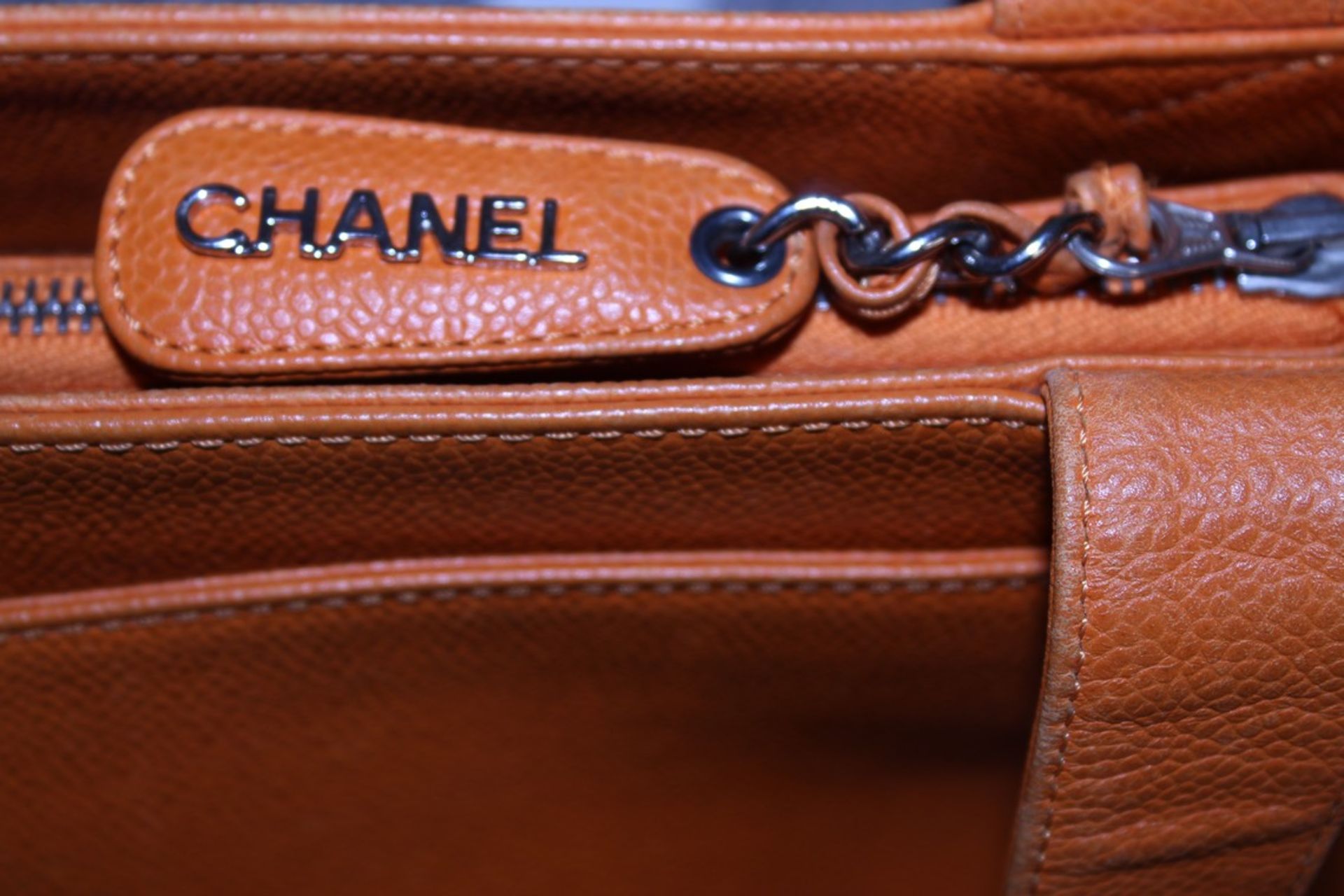 RRP £3,500 Chanel Orange Calf Leather Handbag, Caviar Leather, Orange Leather Straps, 29X25X12Cm ( - Image 6 of 6