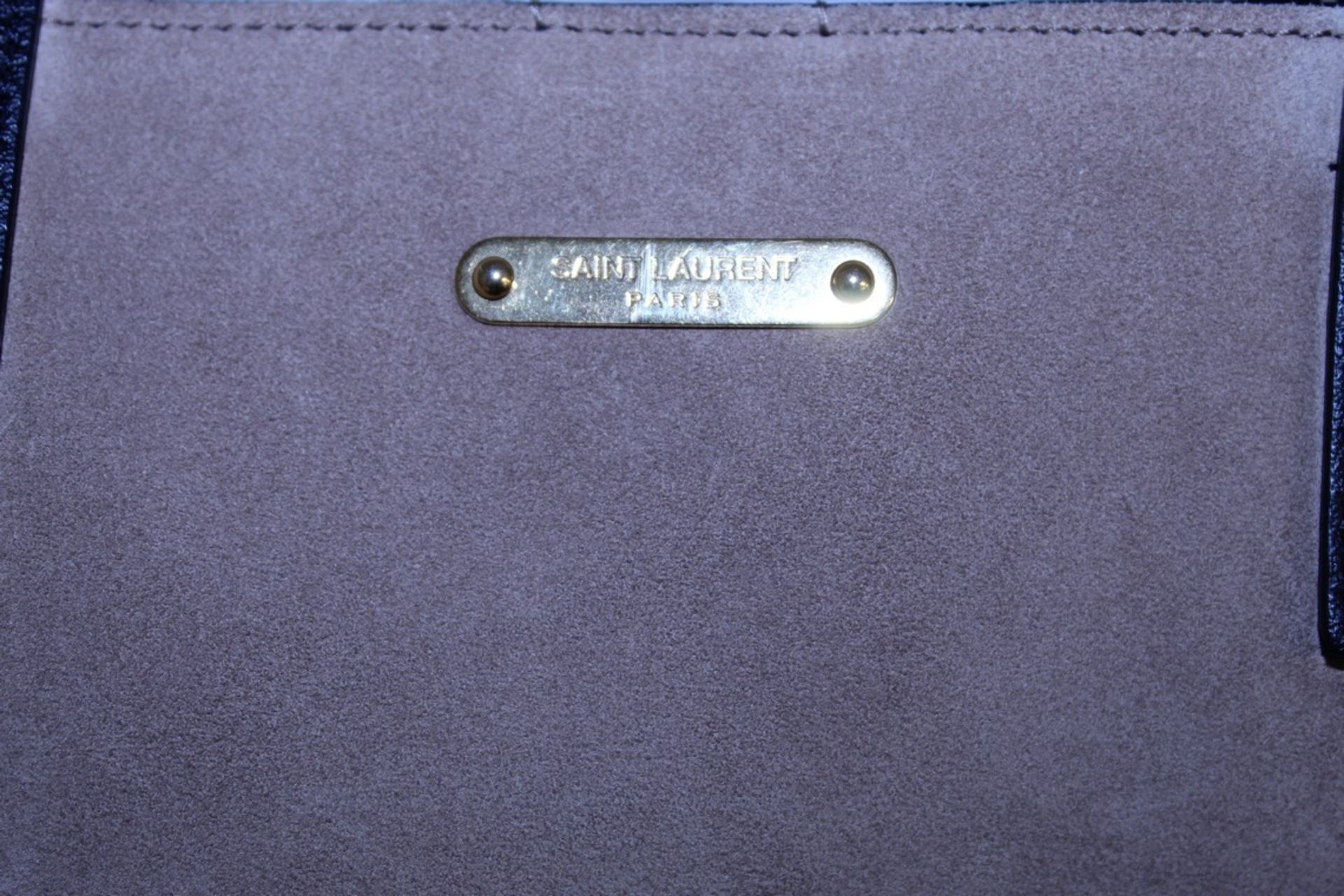 Rrp £1,490 Yves St-Lauren Medium Tassle Tote Bag, Dark Beige/Black Suede Leather, Black Leather - Image 3 of 5