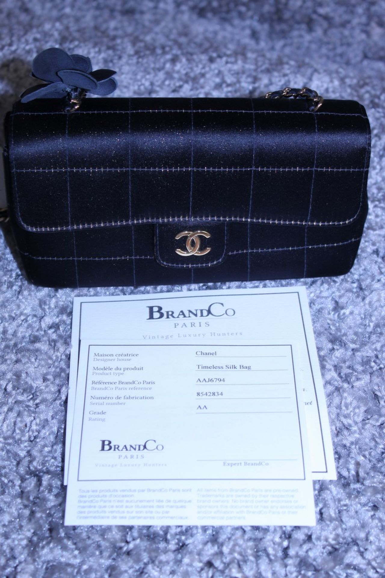 Rrp £3,500 Chanel Timess Silk Bag, Black Canvas Square Quilted, Gold Chain Handles (Production - Image 4 of 4