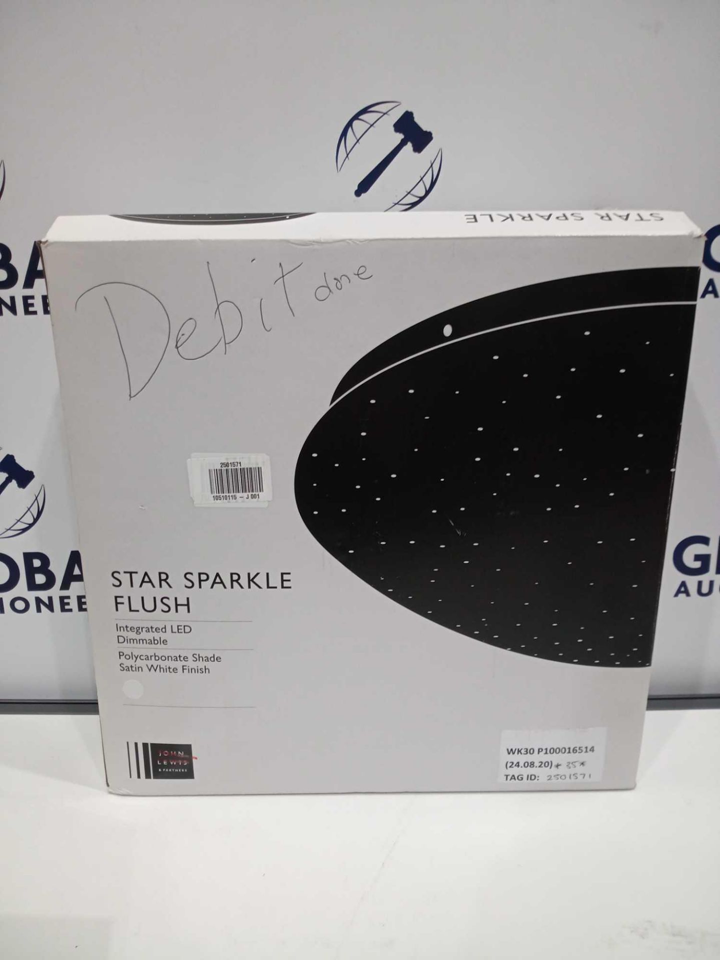 RRP £95 Lot To Contain 2 Boxed John Lewis Ceiling Lights To Include A Star Sparkle Flush And Chrome