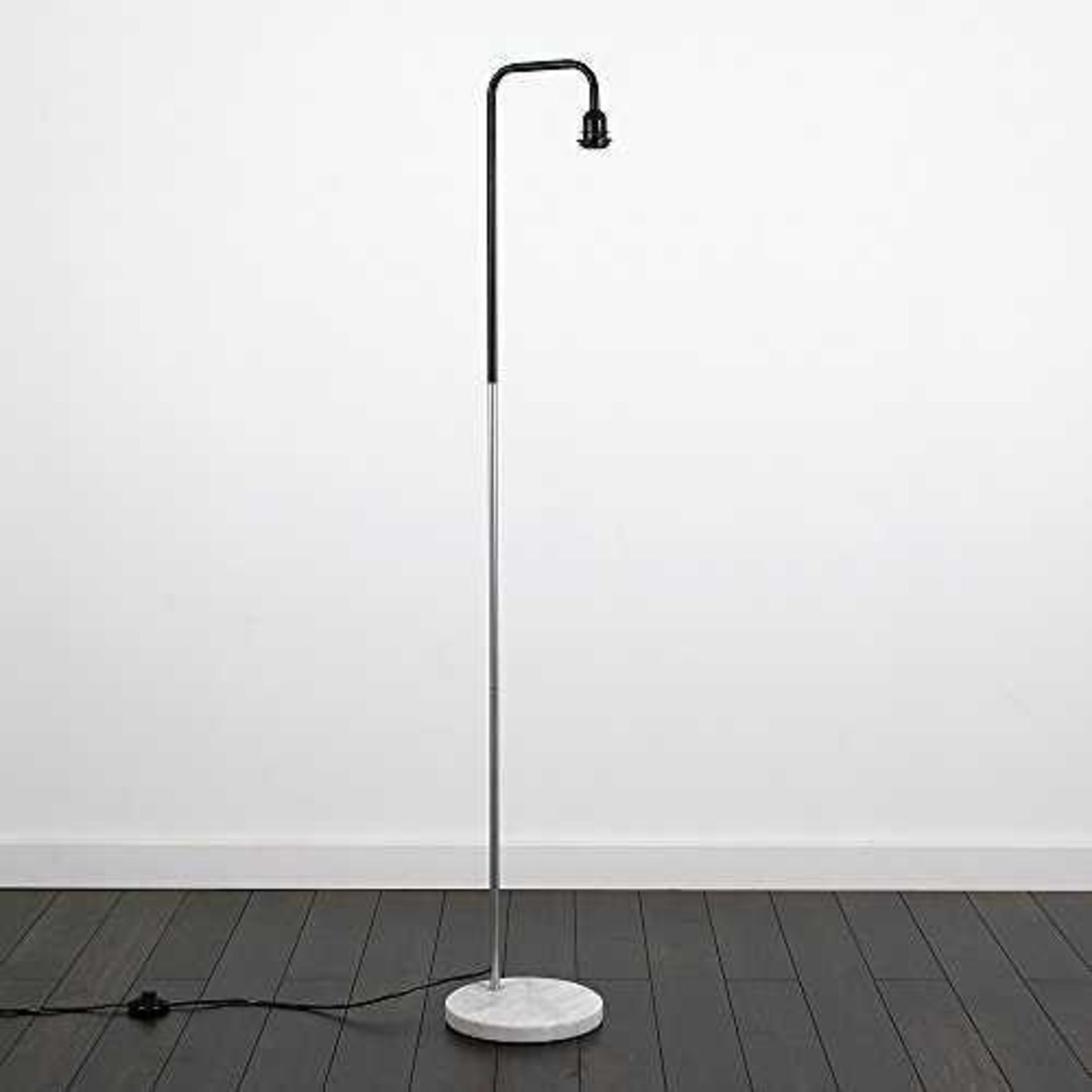 RRP £80 Boxed Minisun Talisman Black And Satin Nickel Floor Lamp With White Marble Base