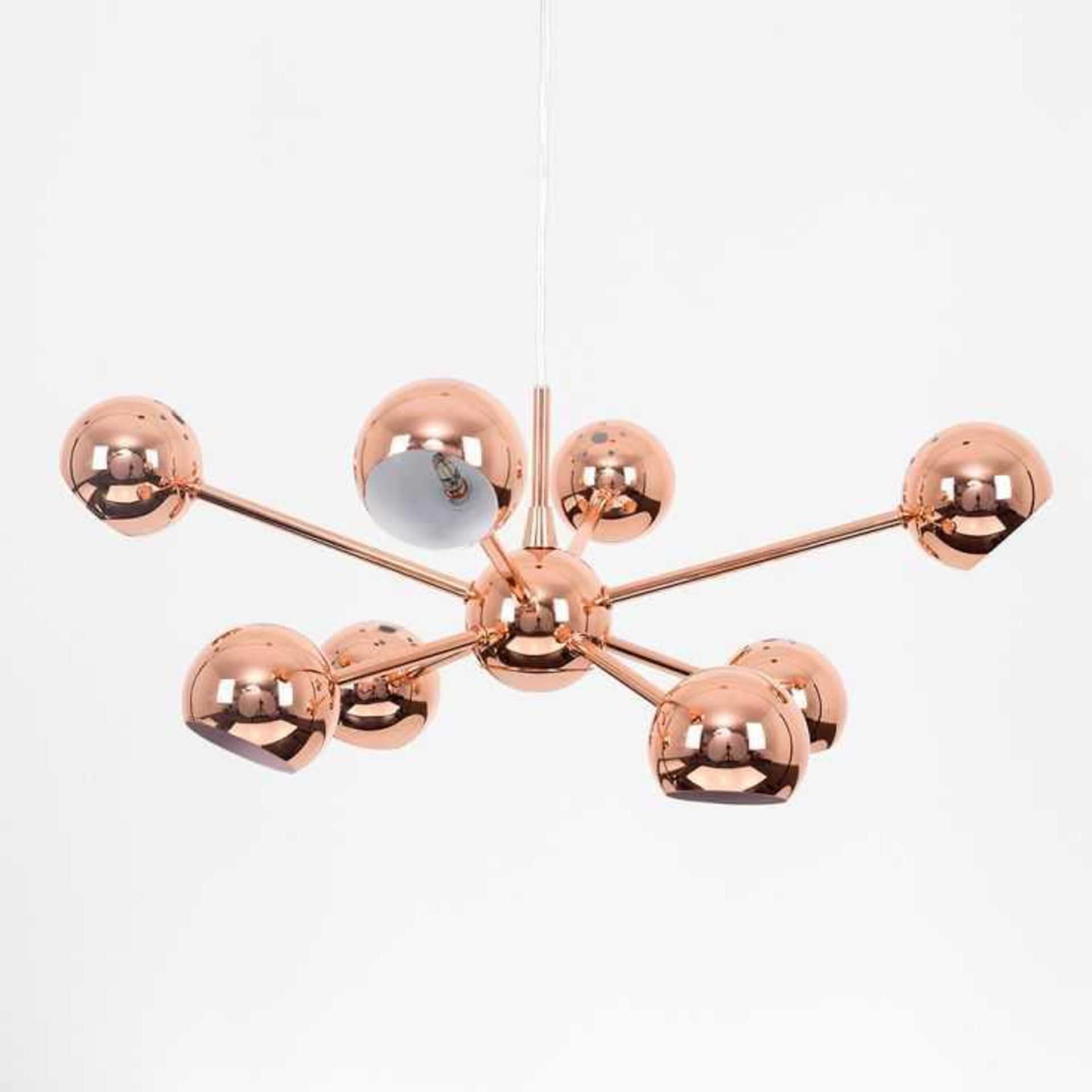 RRP £135 Boxed Iconic Lighting 8 Light Ceiling Pendant In Rose Gold