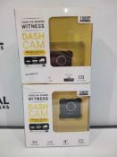 RRP £80 Lot To Contain 2 Boxed You'Re Unbored Witness Dash Cam With 8Gb Microsd Card Included