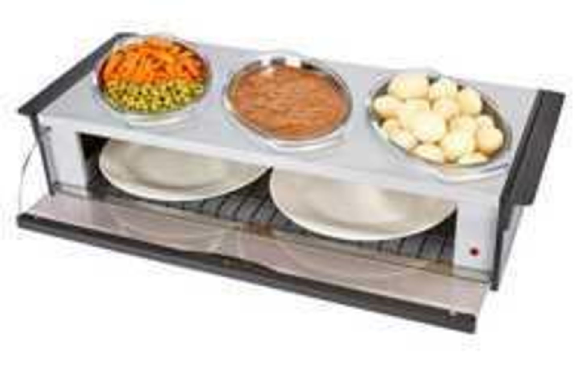 RRP £120 Boxed Hostess Buffet Server In Black And Silver With Heated Compartment For Plates