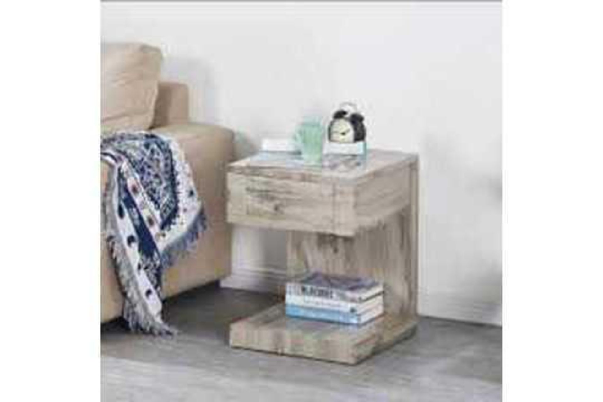 RRP £130 Boxed Dixon Light Grey 40X40X53Cm Bedside Table (77034K)