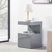 RRP £150 Boxed Voltaire 40X40X60Cm Grey High Gloss Side Table