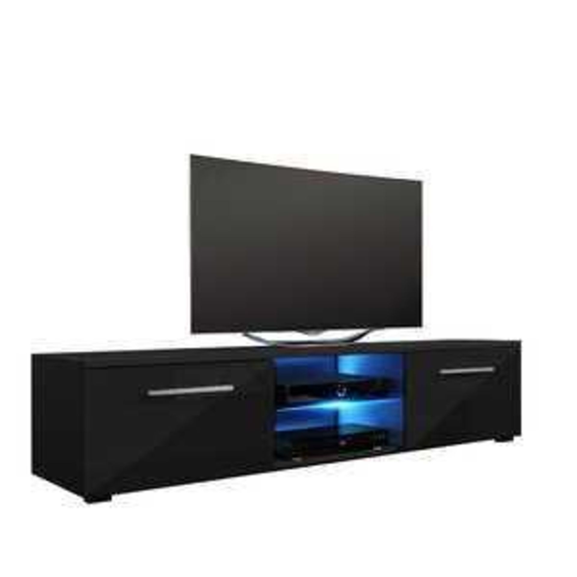 RRP £349 Sourced From Harvey's Furniture Boxed New Carla Chrome/Clear/Black Entertainment Unit