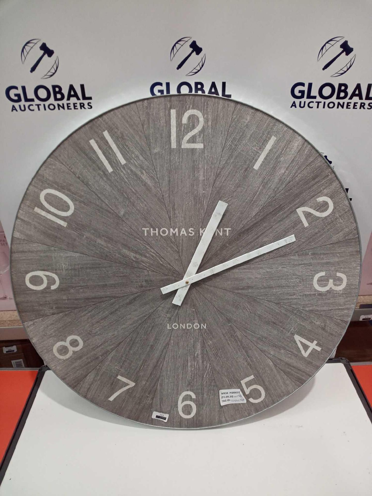 RRP £150 Unboxed Large Thomas Kent London Premium Clock With Rustic White Hands And Pale Green Finis