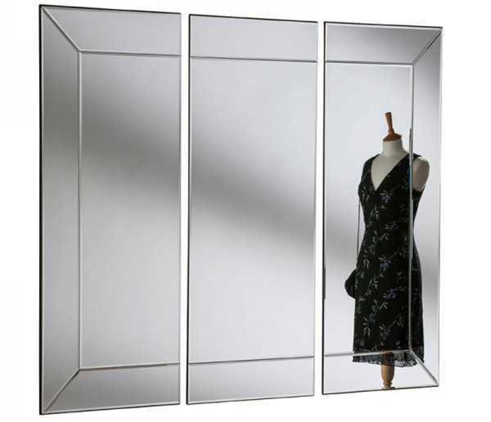 RRP £200 Boxed Quality Bevelled 3 Piece Mirrors Each Panel 60 By 24 Cm