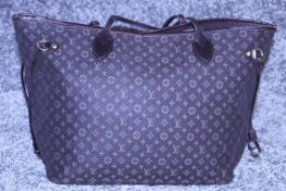 Rrp £1,500 Louis Vuitton Neverfull Shoulder Bag, Black Canvas Monogram Idylle Material, Black