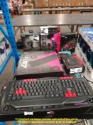 Combined RRP £250 - 10 ITEMS – 5 X GAMING KEYBOARD, 2 X GAMING MOUSE, 1 X GAMING MOUSE MAT, 1 X