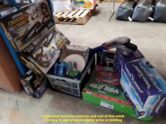 MIXED LOT TO INC STRYKER CROSSBOW & TARGET COBO PACK, MEGA GLIDER & ABZORBA BALL