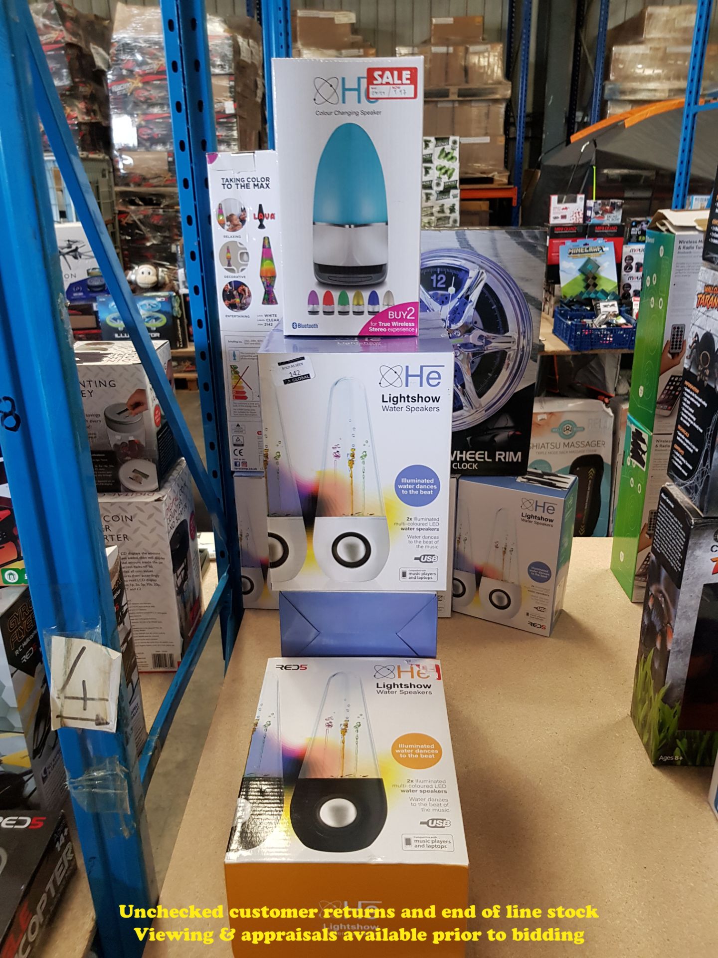 8 ITEMS – 7 X HE LIGHTSHOW WATER SPEAKERS & 1 X HE COLOUR CHANGING SPEAKER