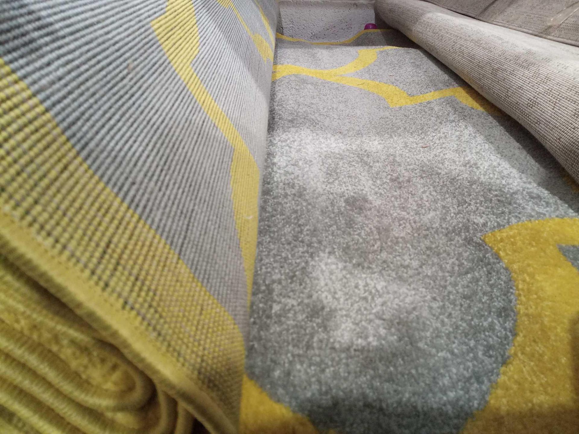 RRP £270 Hanse Home Large Yellow And Grey Designer Floor Rug