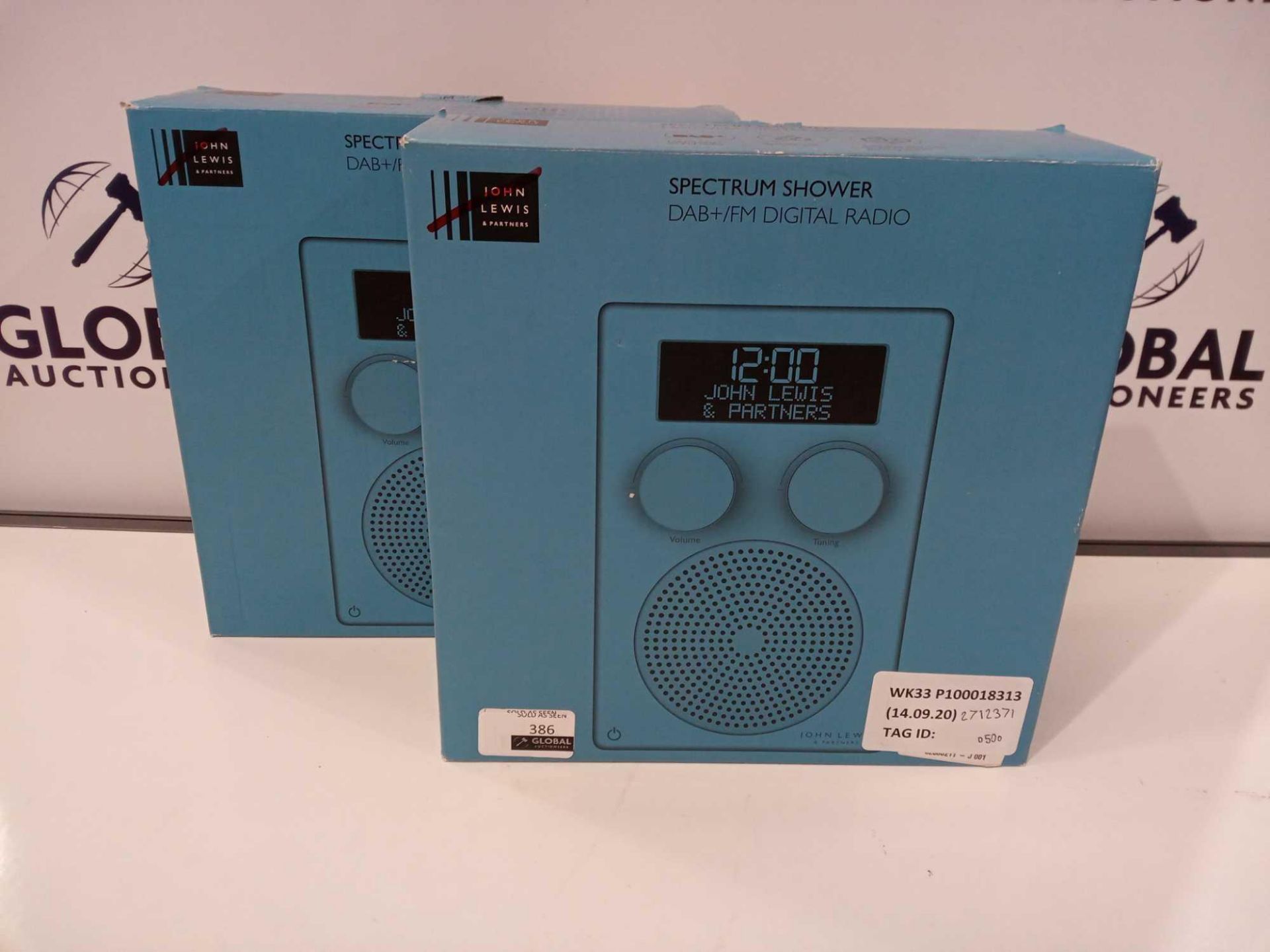 RRP £100 Lot To Contain 2 Boxed John Lewis Spectrum Shower Dab Fm Digital Radio