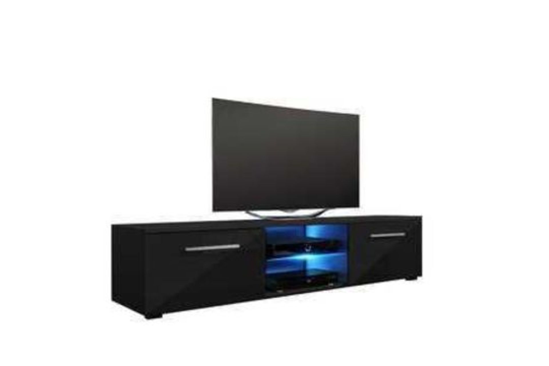 RRP £349 Sourced From Harvey's Furniture Boxed New Carla Chrome/Clear/Black Entertainment Unit (