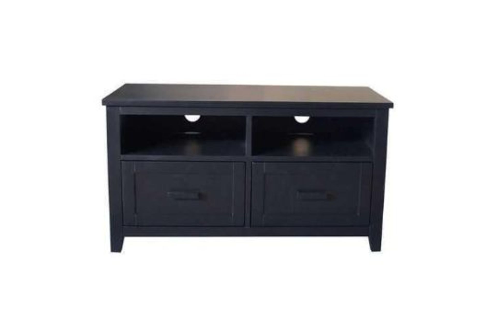 RRP £620 Boxed Brand New Fenton Black 2 Drawer Tv Unit (Appraisals Available Upon Request) (Pictures