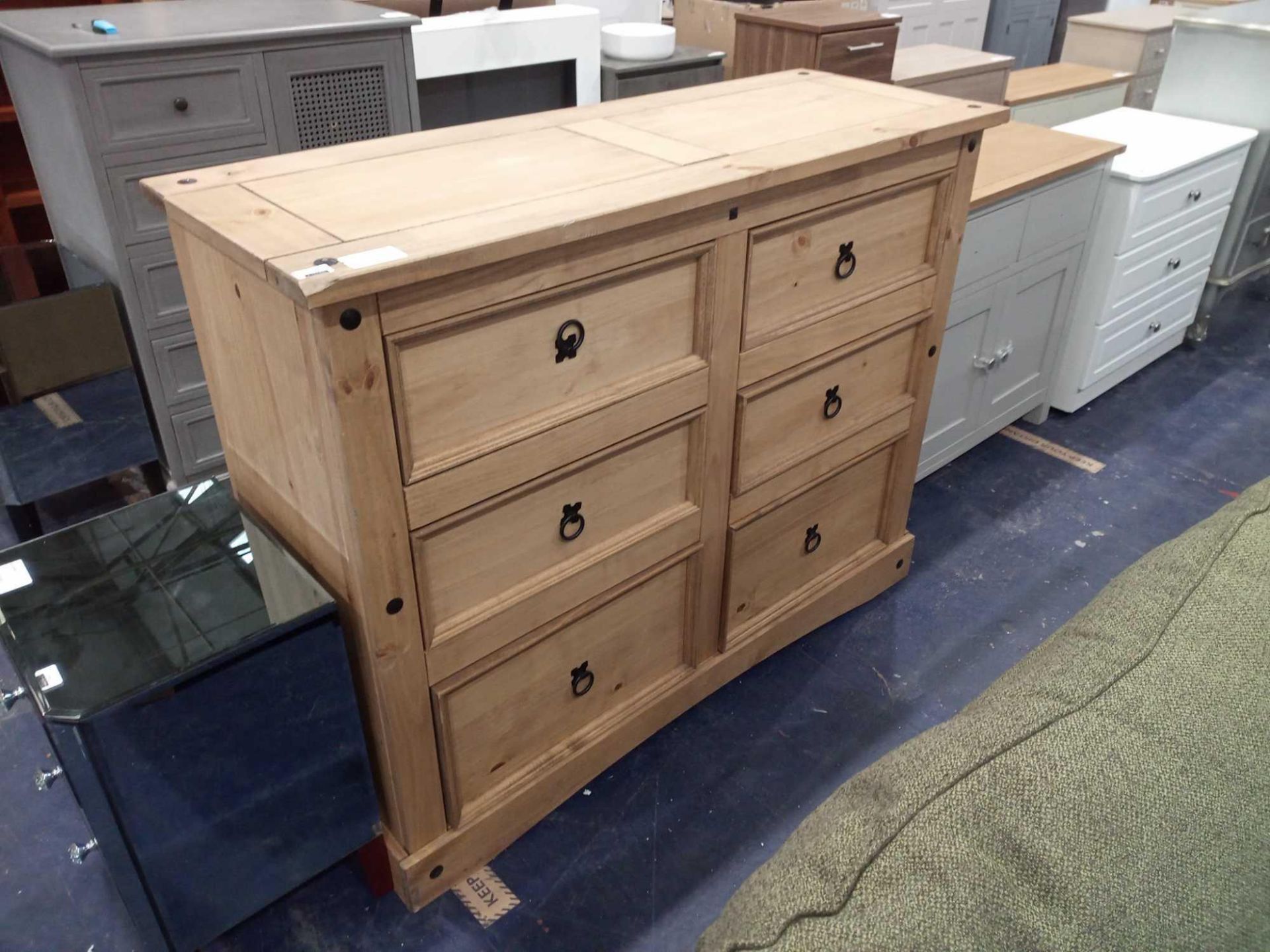 RRP £400 Wooden Pine 6 Draw Chest Of Drawers