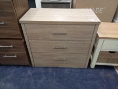 RRP £210 Designer 3 Drawer Light Wooden Chest Of Drawers