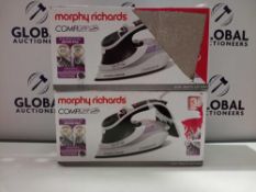 RRP £70 Each Boxed Morphy Richards Comfy Grip Iron (Untested)