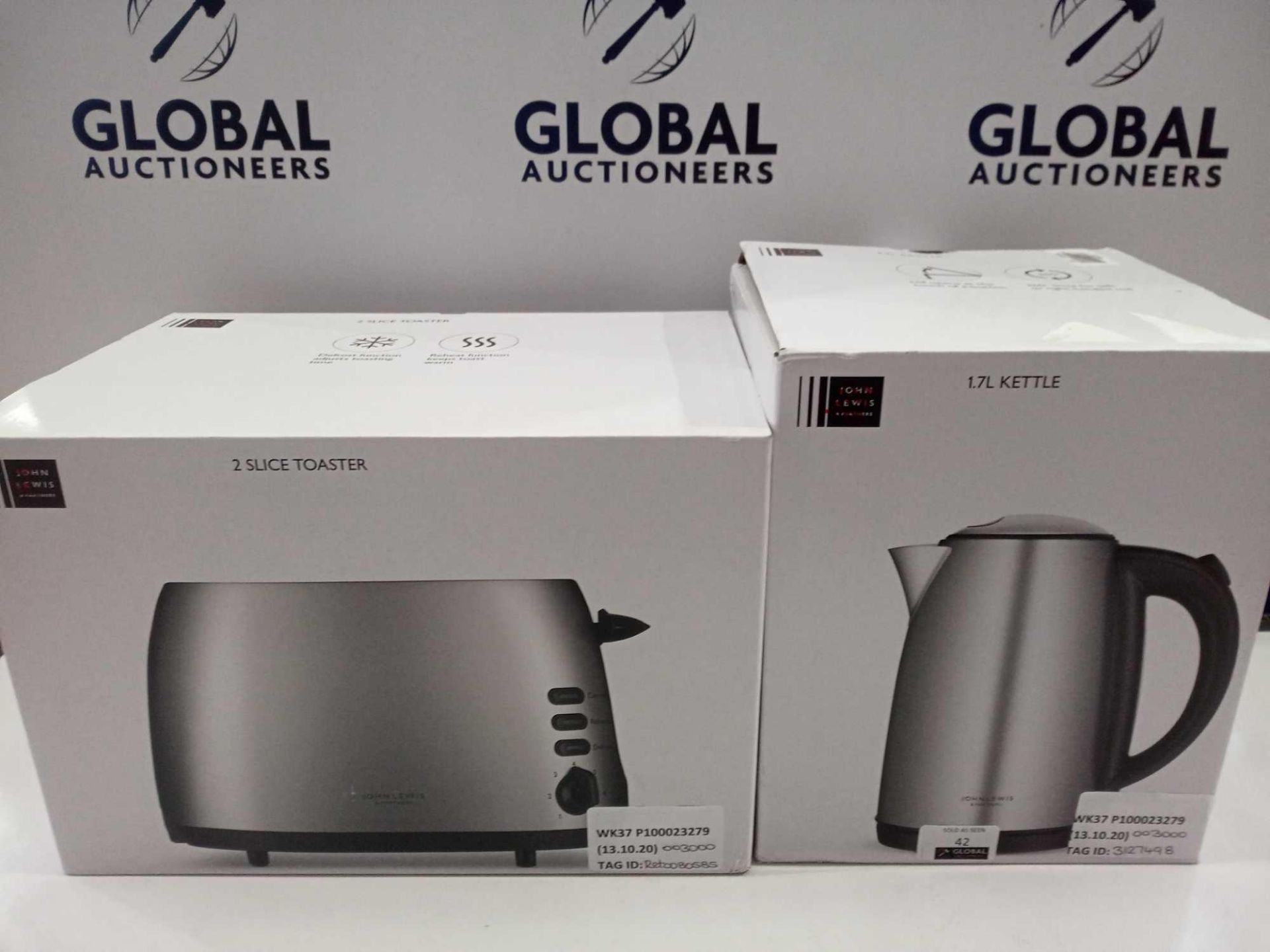 RRP £60 Each Kitchen Items To Include John Lewis 1.7 Litre Kettle And John Lewis 2 Slice Toaster Mat