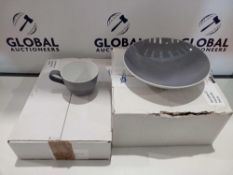 RRP £40 Boxed Seltmann Weiden Grey Ceramic Bowl And Plate Set