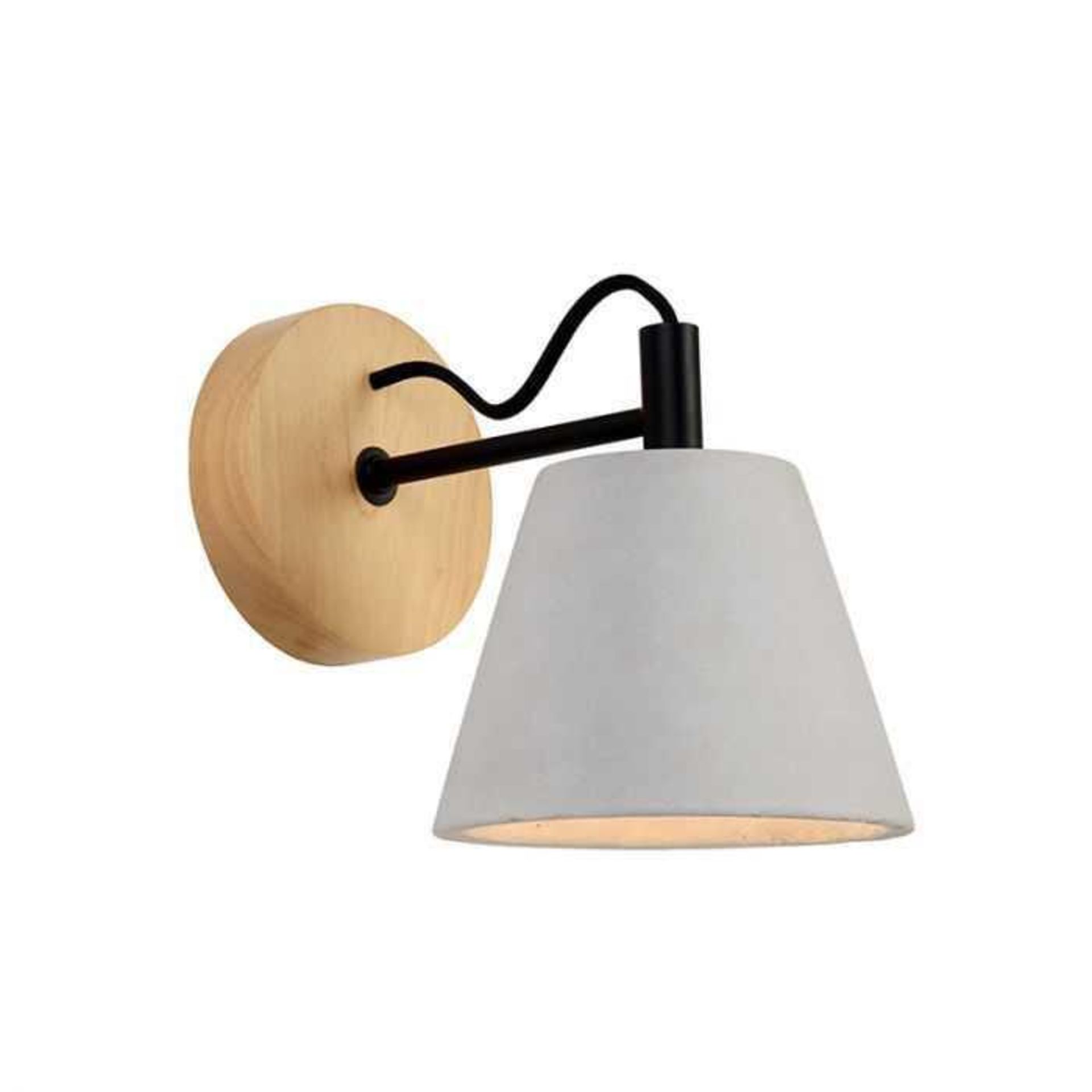 RRP £60 Boxed Lucid Possio Wall Light With Stone Shade And Wooden Wall Fixture