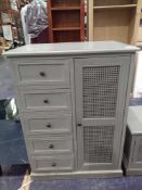 RRP £350 Large Grey Designer 6 Draw Chest Of Drawers